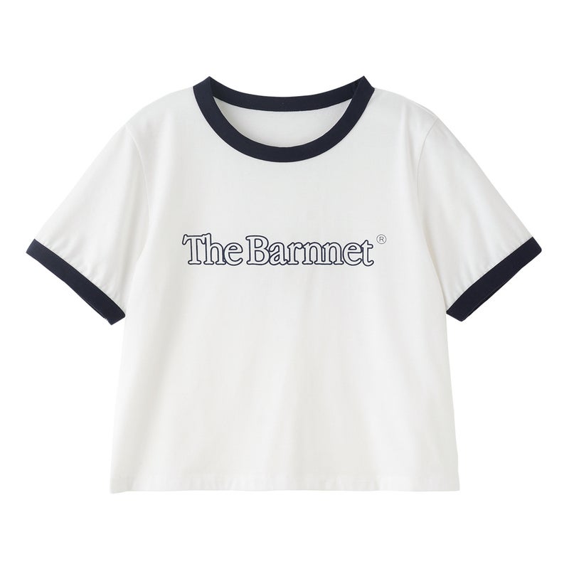 Women's Cotton Short-Sleeve T-Shirt with Contrast Collar and Letter Print - Image 5