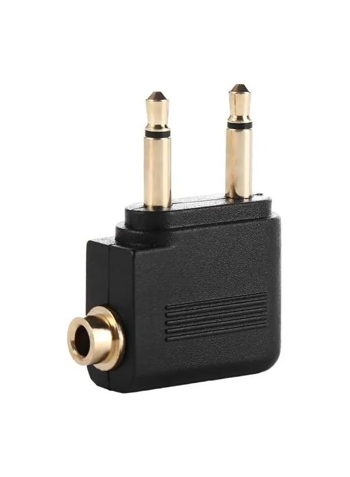 بيعتكلها سماعة رأس مطلية بالذهب بمقبس مزدوج لسماعات رأس أحادية للطائرة الهوائية والترفيه على متن الطائرة 3.5 ملم سماعة أذن للطائرة (أسود، عبوة من قطعة واحدة) - Image 1