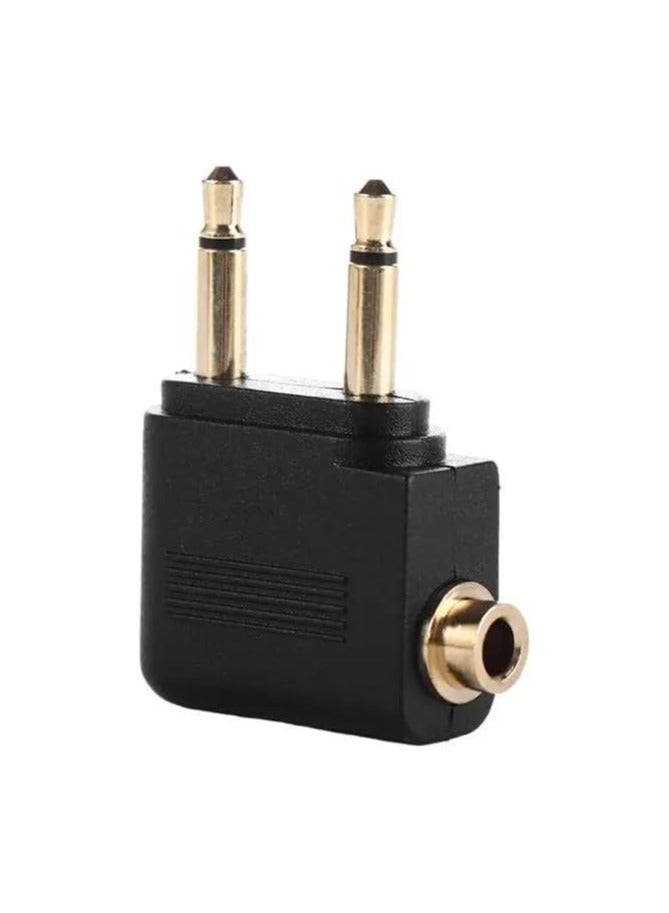 بيعتكلها سماعة رأس مطلية بالذهب بمقبس مزدوج لسماعات رأس أحادية للطائرة الهوائية والترفيه على متن الطائرة 3.5 ملم سماعة أذن للطائرة (أسود، عبوة من قطعة واحدة) - Image 2