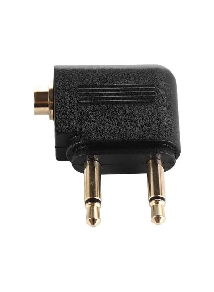 بيعتكلها سماعة رأس مطلية بالذهب بمقبس مزدوج لسماعات رأس أحادية للطائرة الهوائية والترفيه على متن الطائرة 3.5 ملم سماعة أذن للطائرة (أسود، عبوة من قطعة واحدة) - Image 3