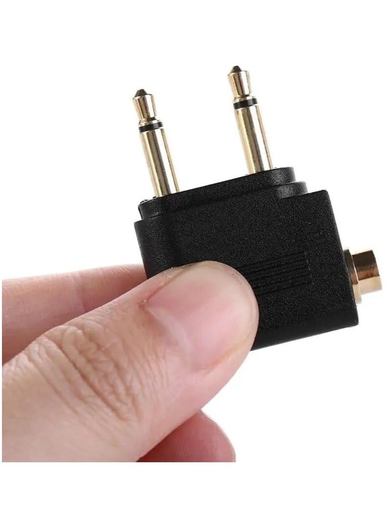 بيعتكلها سماعة رأس مطلية بالذهب بمقبس مزدوج لسماعات رأس أحادية للطائرة الهوائية والترفيه على متن الطائرة 3.5 ملم سماعة أذن للطائرة (أسود، عبوة من قطعة واحدة) - Image 4