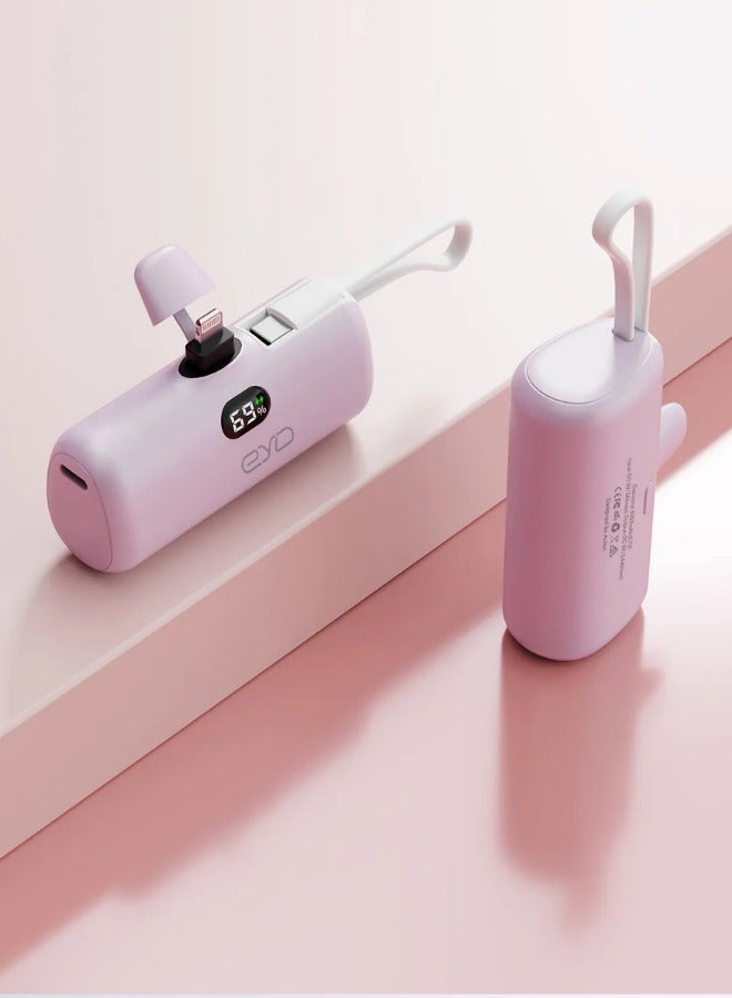 أولون باور بانك أولون  بقدرة 5000 مللي أمبير في الساعة مع موصل USB-C مدمج، وشحن سريع وشحن iPhone  كبسولة صغيرة متميزة بقدرة 5000 مللي أمبير في الساعة، وتوصيل طاقة USB-C بقدرة 22.5 وات، وشاشة LED ومسند قابل للطي، PowerUp-C  وردي - Image 1