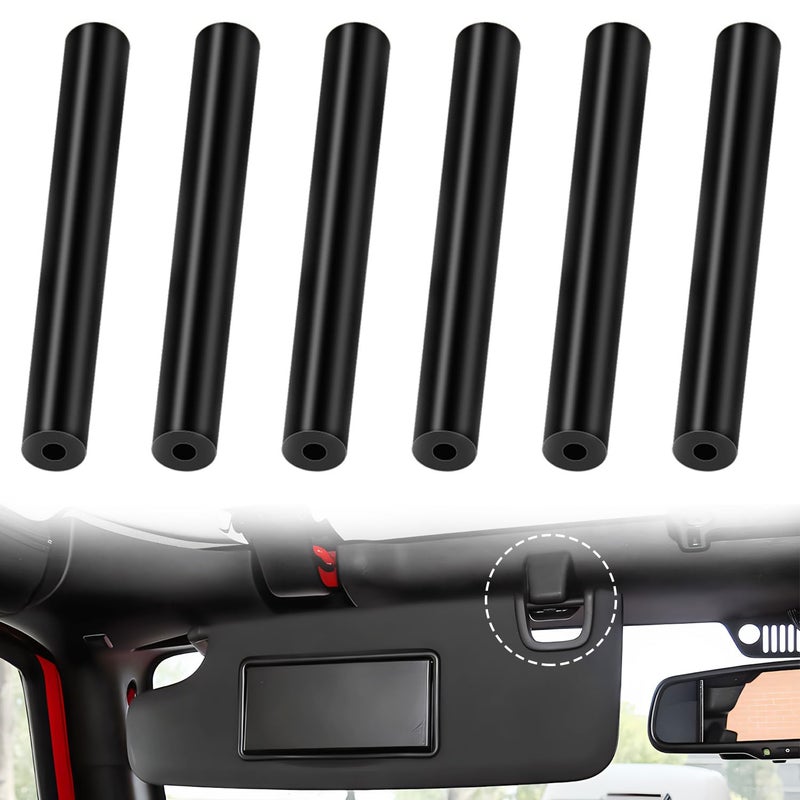 6 Pack Sun Visor Repair Kit Compatible with Jeep Wrangler JK JKU 20072017 Driver Passenger Side Sunvisor Repair TubeBlack