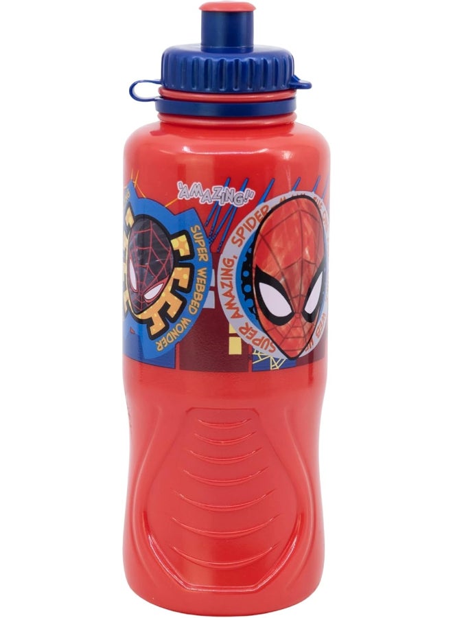 Stor Spiderman Ergo Sport Water Bottle for Kids – 430ml BPA-Free Reusable Leak-Proof Drinking Bottle with Flip-Top Lid, Lightweight Ergonomic Design for School, Sports, Travel & Daily Use - Image 1
