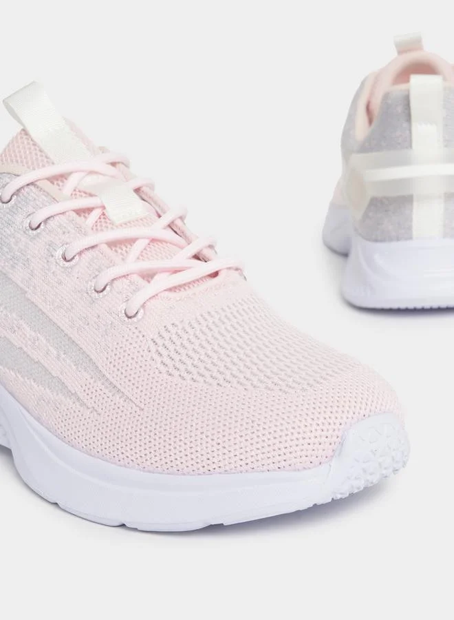Styli Active Lace-Up Knitted Mesh Sneakers
