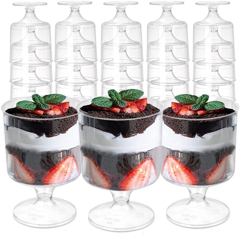 LATERN 80Pcs Plastic Dessert Cups 60ml Round Dessert Cups Clear Parfait Appetizer Cup Reusable Serving Bowl for Dessert Pudding Mousse Party