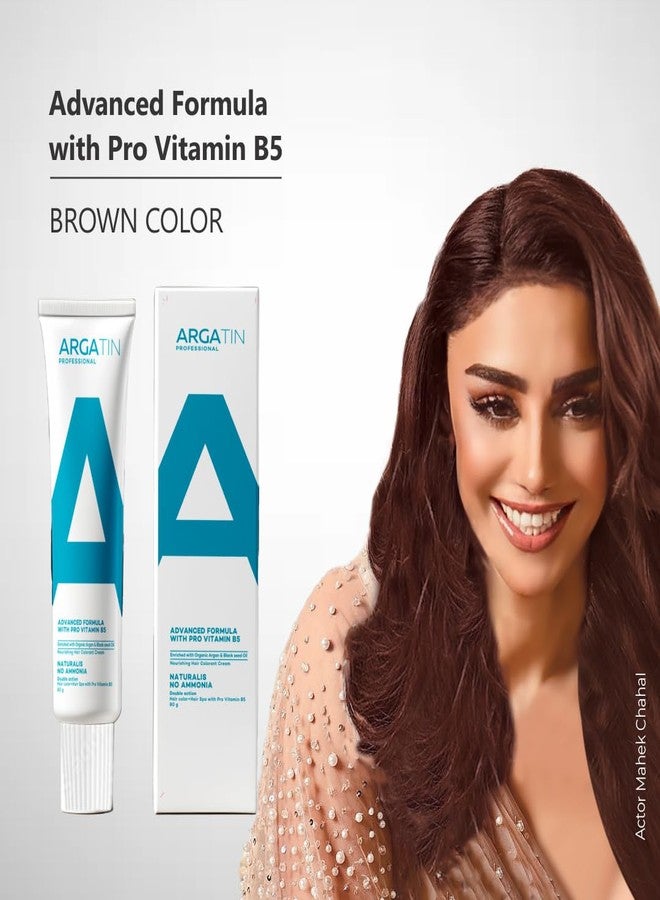 ARGATIN Professional Hair Color Tube | Brown 80g 2-in-1 | Hair Color + Hair Spa Treatment | Enriched with Pro Vitamin B5 | Organic Argan Oil for Soft, Shiny Hair - Image 4