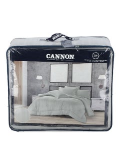 Cannon 3-Piece Premium Quality T215 Cotton Stripe Comforter Set Light Grey Twin 50 x 25 x 60 cm CN CT3PCS-LGRD  - Image 1