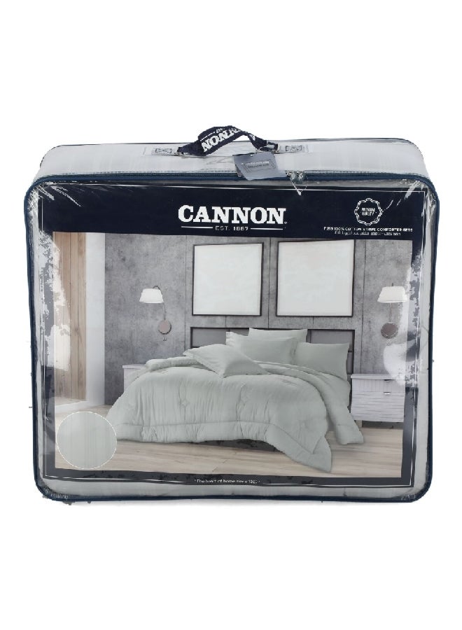 Cannon 3-Piece Premium Quality T215 Cotton Stripe Comforter Set Light Grey Twin 50 x 25 x 60 cm CN CT3PCS-LGRD  - Image 1