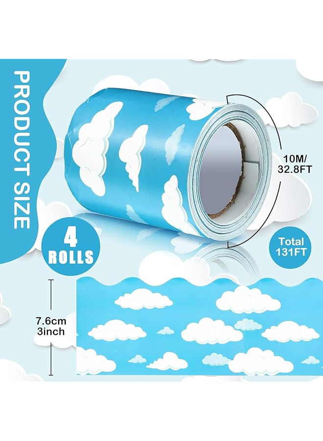 إيروريكس حدود لوحة الإعلانات وسحب السماء الزرقاء وحدود الفصل الدراسي للوحة الإعلانات وديكور لوحة الإعلانات المزخرفة وزخرفة اللوحة الزرقاء للوحة الإعلانات وديكور الفصل الدراسي 1 قطعة - Image 2