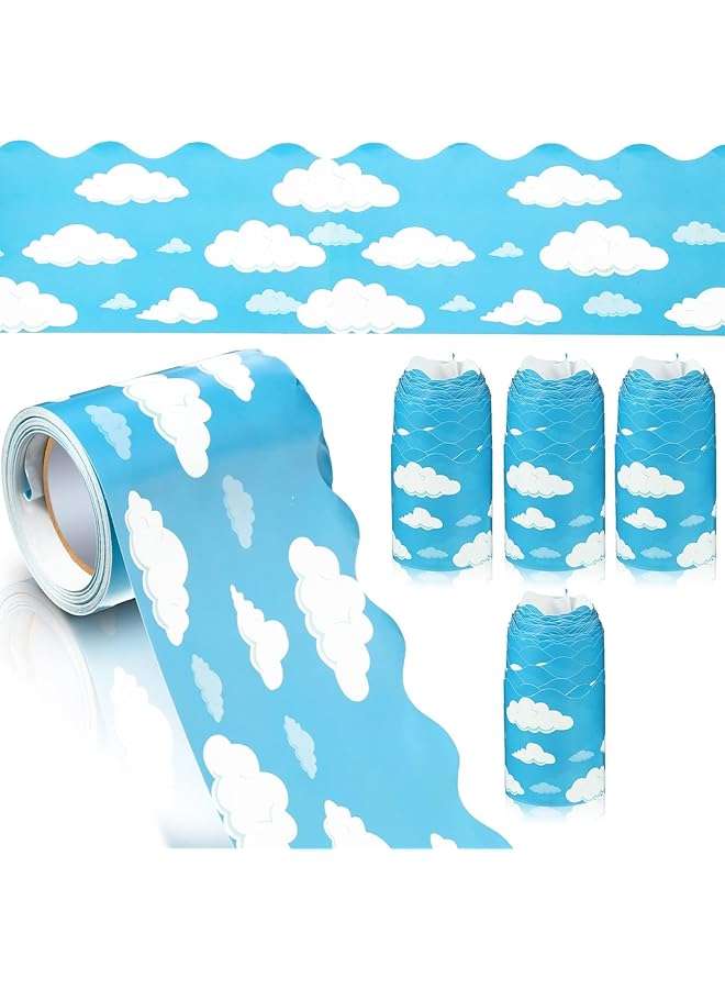 إيروريكس حدود لوحة الإعلانات وسحب السماء الزرقاء وحدود الفصل الدراسي للوحة الإعلانات وديكور لوحة الإعلانات المزخرفة وزخرفة اللوحة الزرقاء للوحة الإعلانات وديكور الفصل الدراسي 1 قطعة - Image 1