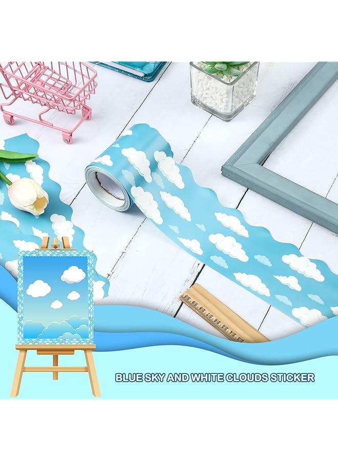 إيروريكس حدود لوحة الإعلانات وسحب السماء الزرقاء وحدود الفصل الدراسي للوحة الإعلانات وديكور لوحة الإعلانات المزخرفة وزخرفة اللوحة الزرقاء للوحة الإعلانات وديكور الفصل الدراسي 1 قطعة - Image 4