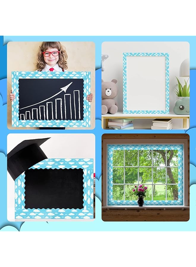 إيروريكس حدود لوحة الإعلانات وسحب السماء الزرقاء وحدود الفصل الدراسي للوحة الإعلانات وديكور لوحة الإعلانات المزخرفة وزخرفة اللوحة الزرقاء للوحة الإعلانات وديكور الفصل الدراسي 1 قطعة - Image 5