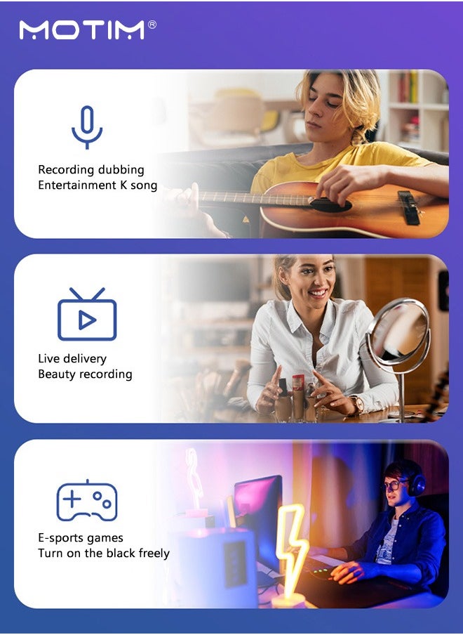 موتيم - ميكروفون ألعاب USB مكثف للألعاب، تسجيل، ميكروفون كمبيوتر مكتبي مكثف على أجهزة الكمبيوتر على أجهزة الكمبيوتر الشخصية وبس 4 وبس 5 وماك، مع تحكم RGB، لمسة كتم الصوت، مقبس سماعة رأس، مرشح البوب، حامل، للألعاب، البث، البودكاست، تويتش، يوتيوب، ديسكورد - Image 1
