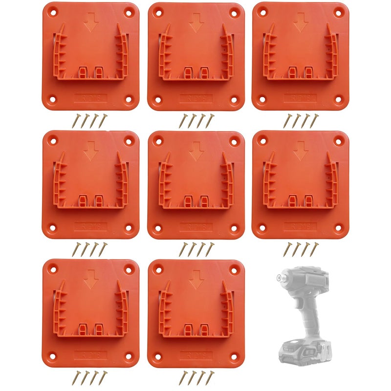 KETTKEL 8 Packs Tool Holder Drill Mount Compatible for Ridgid 18V Li-ion Tools Drill Hanger Wall Mount Tool Organizer with 32 Screws - Image 1