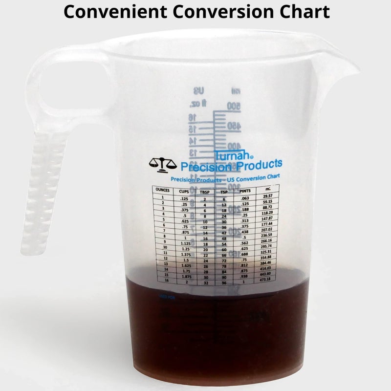 Turnah 16oz, 1 Pint (2 cup) Measure Pitcher - Convenient Conversion Chart â€“ Multi Purpose Food Grade Great for Cooking, Hobbies, Shop Oil, Fluids, Pool Spa and Lawn with High Chemical Resistance by Turnah - Image 2