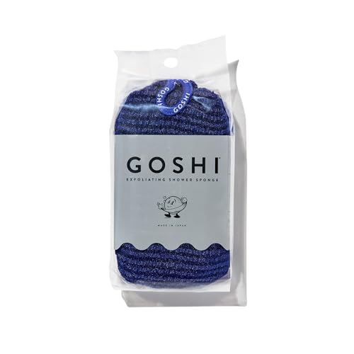 GOSHI Exfoliating Shower Sponge - Rip-Resistant, Rapid-Drying Exfoliating Bath Sponge for All Skin Types - Indigo Blue - Made in Japan - Image 1