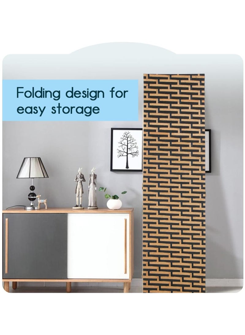 حنايت Room Divider Wood Screen 4 Panel Wood Mesh Woven Design Room Privacy Screen Divider Folding Portable Partition Screen Screen Wood for Home Office privacy and video conference - Image 2