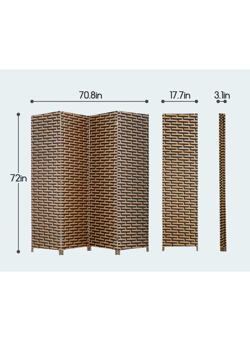 حنايت Room Divider Wood Screen 4 Panel Wood Mesh Woven Design Room Privacy Screen Divider Folding Portable Partition Screen Screen Wood for Home Office privacy and video conference - Image 5
