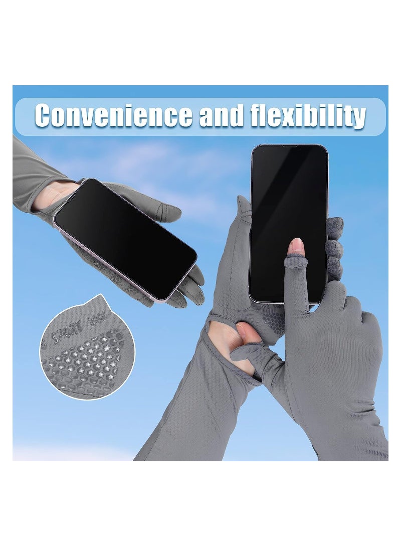 كابتن تيك 2 Pairs UV Long Sun Gloves Women's Sunblock Protection Driving Gloves Non Slip Full Finger Arm Sun Protective Touchscreen UPF 50+ for Outdoor Sports Cycling - Image 3
