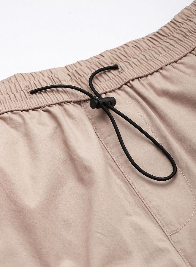 The Indian Garage Co Men Beige Relaxed Fit Utility Solid Joggers - Image 4