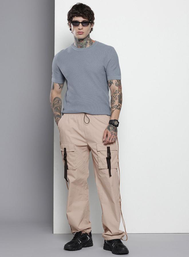 The Indian Garage Co Men Beige Relaxed Fit Utility Solid Joggers - Image 5