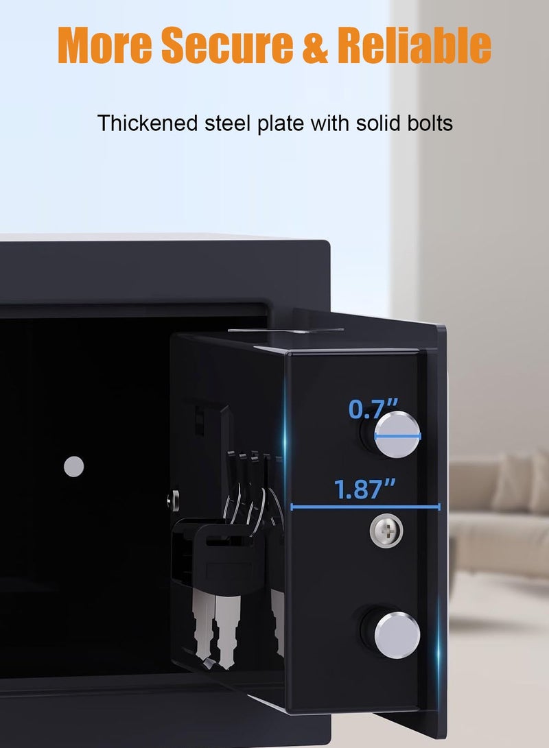 CUBEXELL Small Safe Box for Money with Code and Keys,Solid Mini Safe for Kids with Digital Electronic Security Keypad for Home Office Hotel,Personal Money Safes for Cash,0.236 Cu Ft (Black) - Image 4