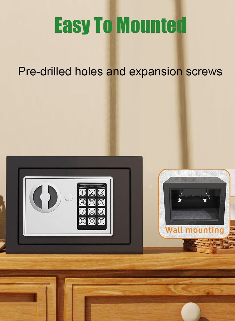 CUBEXELL Small Safe Box for Money with Code and Keys,Solid Mini Safe for Kids with Digital Electronic Security Keypad for Home Office Hotel,Personal Money Safes for Cash,0.236 Cu Ft (Black) - Image 5