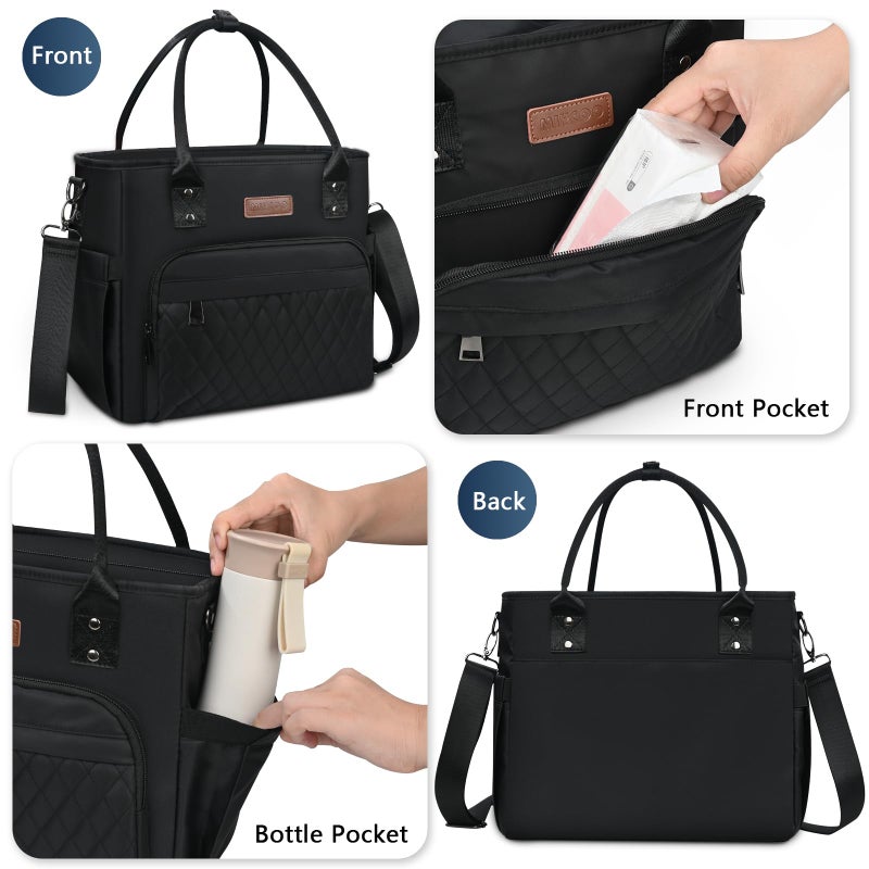 MIYCOO Lunch Bag Lunch Box Women - Leakproof Insulated Lunch Cooler Bag for Men Women - Large Lunch Tote Bags Adults, Black - Image 3