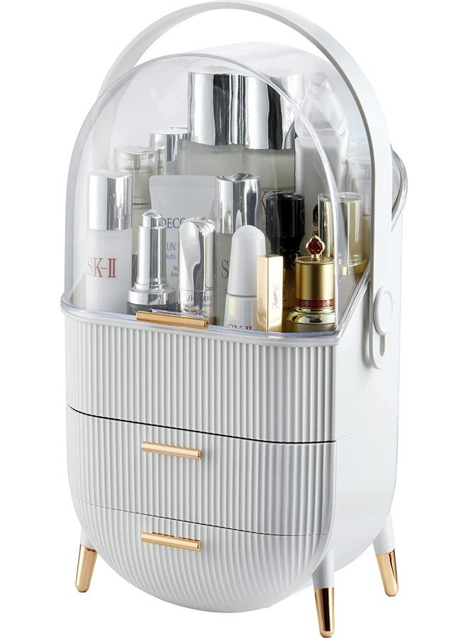 Ostin منظم مكياج أوستين، منظم أنيق لمستحضرات التجميل والعناية بالبشرة، هدية مثالية للعودة إلى المدرسة للابنة أو الحفيدة أو الصديقات، رف تخزين للحمام. (أبيض) - Image 1