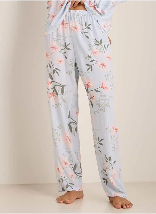 FAV Floral Print Long Sleeves Top and Pyjama Set