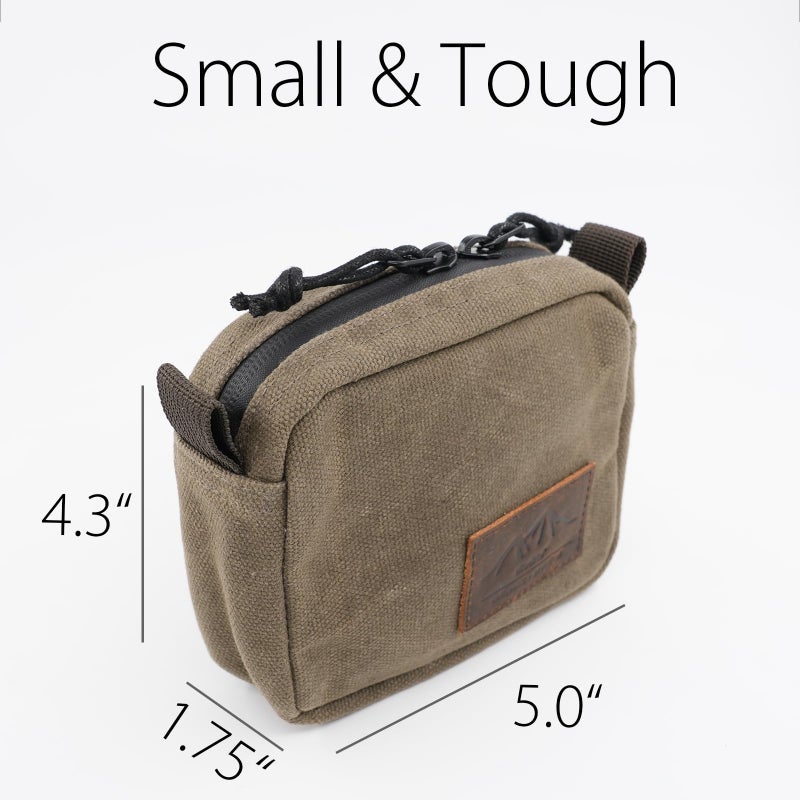 diodrio Belt Pouch for Men Women YKK Zippers EDC Pouch, Belt Bag Waist Pack for Traveling, Hiking, Outdoors, Water Resistant, Heavy Duty Waxed Canvas, Olive, Small - Image 5
