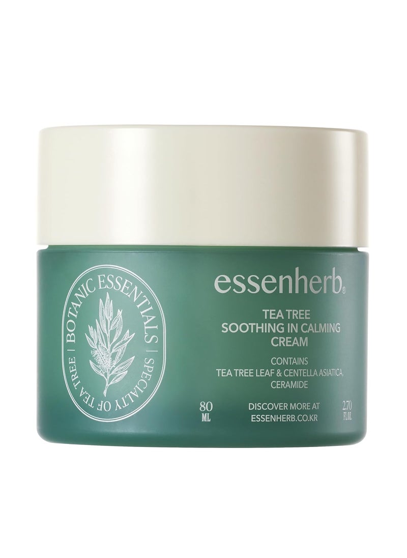 ESSENHERB Tea Tree Soothing In Calming Cream | Tea Tree Moisturizer | Calming Cream for Dry, Sensitive, All Skin Types, Korean Skincare (80ml, 2.70oz) 