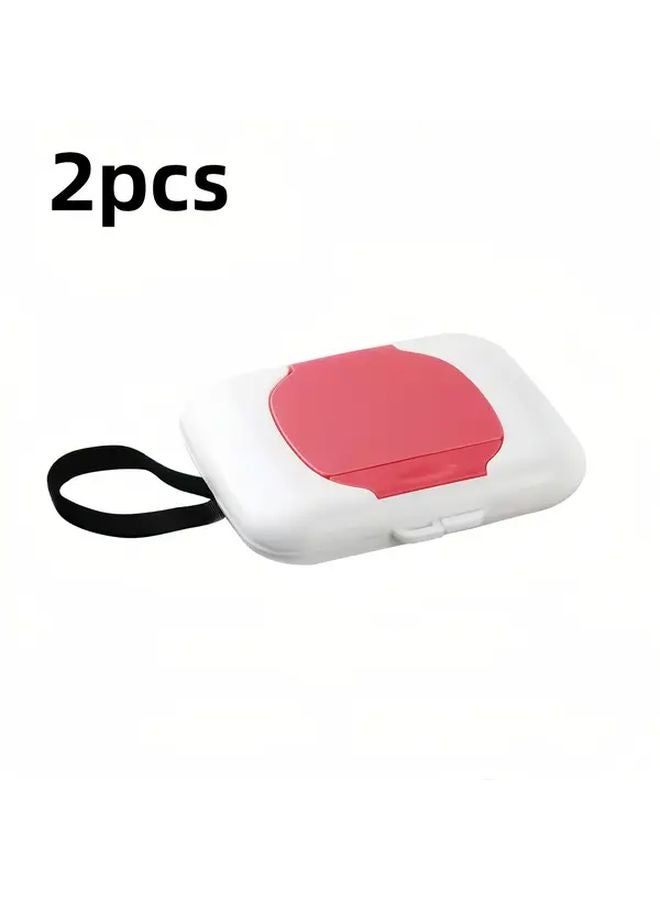 Pink Portable Wet Wipe Dispenser Cartridge With Hanging Rope Travel Tissue Holder - Image 1