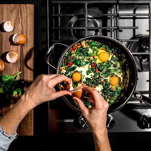 HexClad Hybrid Nonstick 3.3-Quart Deep Sauté Pan with Tempered Glass Lid, Stay-Cool Handle, Dishwasher-Friendly, Oven-Safe Up to 900°F, Induction Ready, Compatible with All Cooktops - Image 3