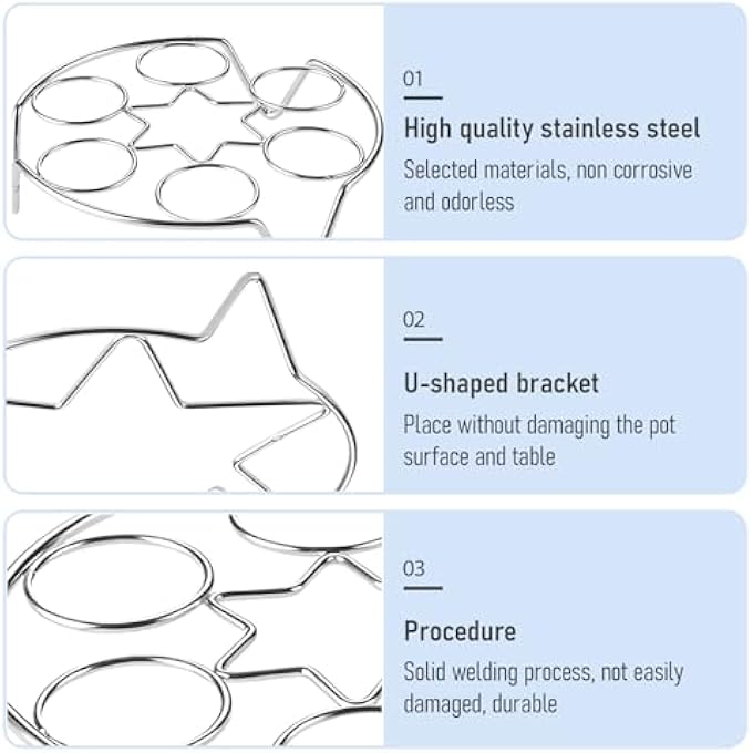 nalaina 2 Pcs Stainless Steel Egg Steam Rack Round Steamer Rack  Stackable Heat Resistant Multipurpose For Canning Instant Pot Pressure Cooker Air Fryer 22175X45Cm Silver - Image 4