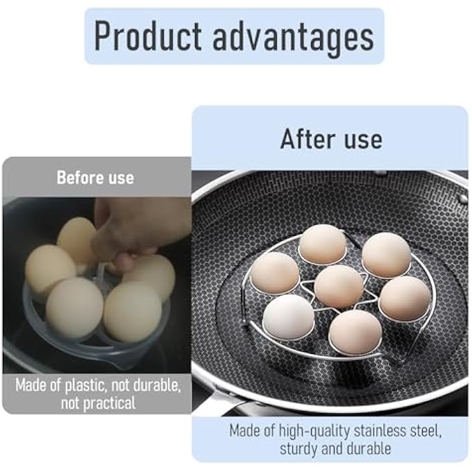 nalaina 2 Pcs Stainless Steel Egg Steam Rack Round Steamer Rack  Stackable Heat Resistant Multipurpose For Canning Instant Pot Pressure Cooker Air Fryer 22175X45Cm Silver - Image 5
