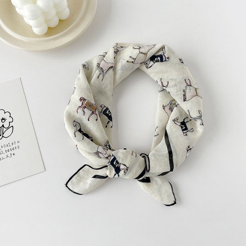 Ladies Spring Cotton Scarf Cashew Print Qm5802-pony beige