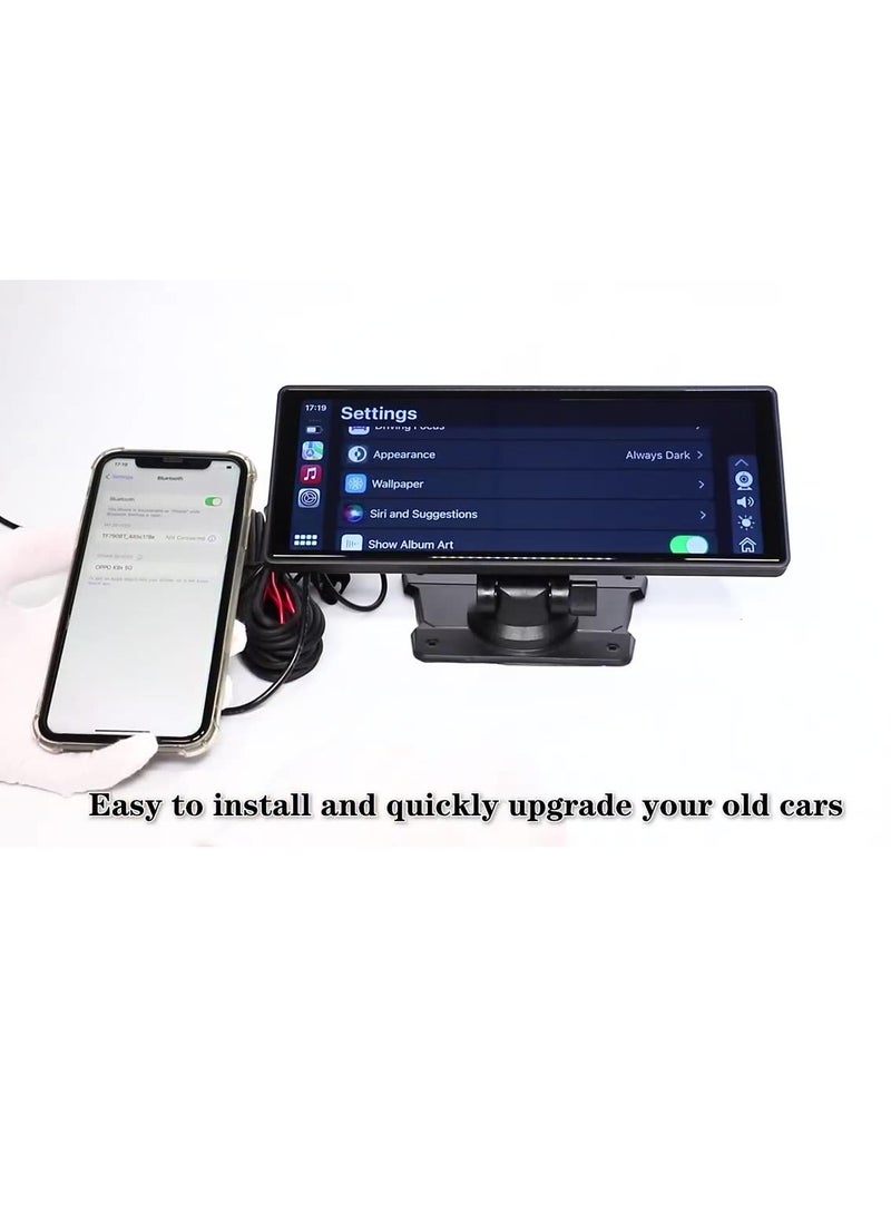 AROAQ - Wireless Carplay Screen, 10.26 Inch High Definition Driving Recorder, Portable Car Stereo With HD Dash Cam, Wireless Carplay And Android Auto GPS Navigation With Backup Camera - Image 1