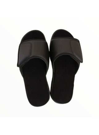 Medical slippers for men and women with diabetes and swollen feet, comfortable open-toe adjustable orthopedic shoes, therapeutic slippers to reduce pressure on the feet, suitable for home and daily use, black, Max Comfort