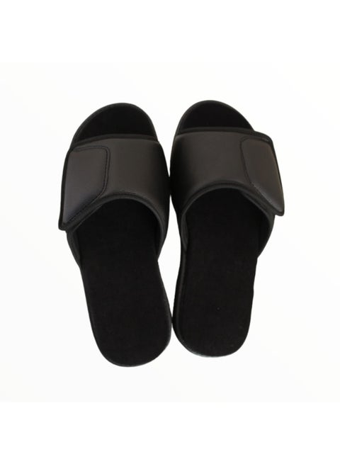 Medical slippers for men and women with diabetes and swollen feet, comfortable open-toe adjustable orthopedic shoes, therapeutic slippers to reduce pressure on the feet, suitable for home and daily use, black, Max Comfort
