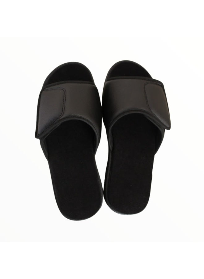 Max Comfort Medical slippers for men and women with diabetes and swollen feet, comfortable open-toe adjustable orthopedic shoes, therapeutic slippers to reduce pressure on the feet, suitable for home and daily use, black, Max Comfort - Image 1