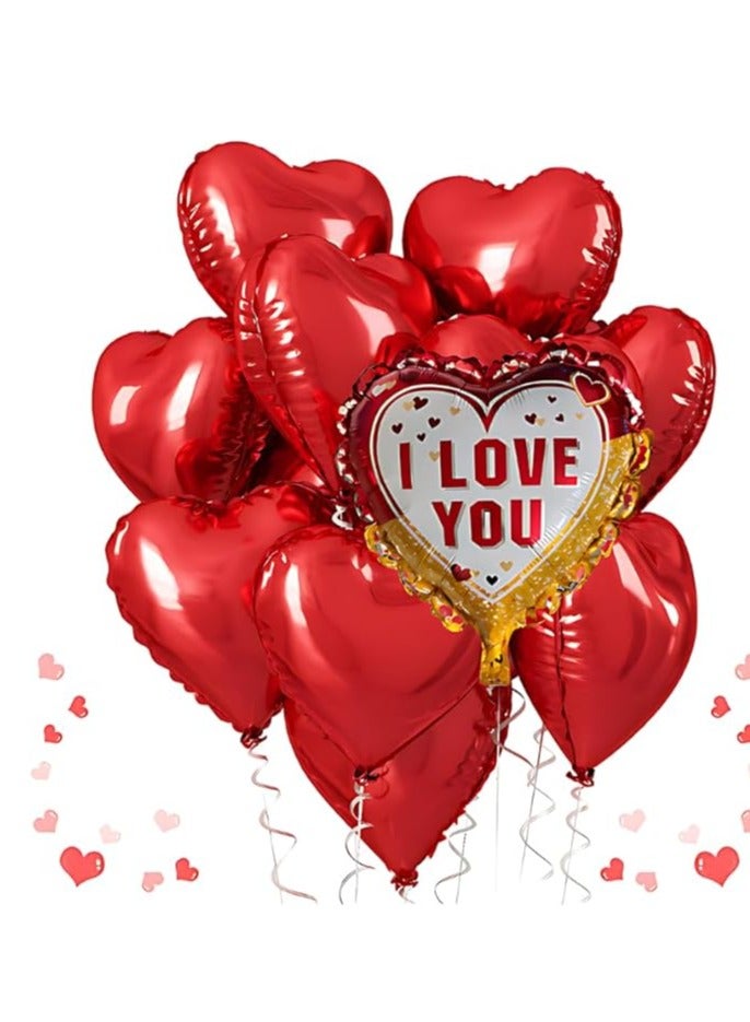 9 Pieces Red Heart Shaped Balloons Set | I Love You Balloon Set | Romantic Decorations | Birthday Balloons Decoration Red Heart Balloons For Romantic Night Decor - Image 1