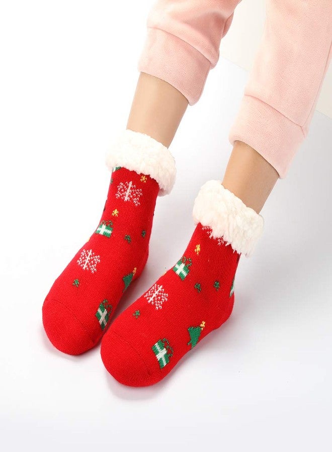 Cottock 3 Pairs Baby Girls Boys Slipper Socks Toddler Fuzzy Socks Boy Girl Cozy Socks Christmas Socks (3 Pairs Xmas, Age 4-6 Years) - Image 3