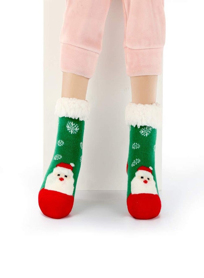 Cottock 3 Pairs Baby Girls Boys Slipper Socks Toddler Fuzzy Socks Boy Girl Cozy Socks Christmas Socks (3 Pairs Xmas, Age 4-6 Years) - Image 2