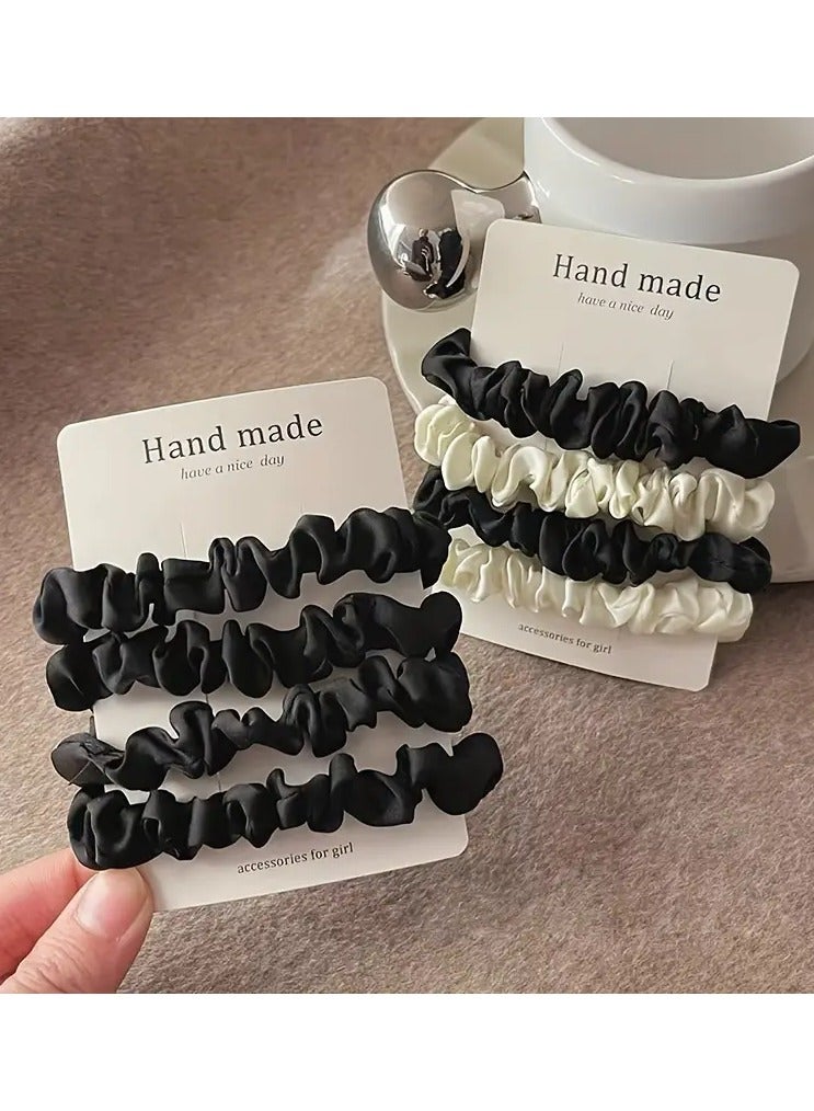 يوكانبي مجموعة من 4 قطع من ربطات الشعر المصنوعة يدويًا من القماش للنساء - ربطات شعر مرنة بسيطة وأنيقة، بلون واحد ومرونة عالية ومتينة، إكسسوارات شعر أنيقة لذيل الحصان والكعكة - Image 2