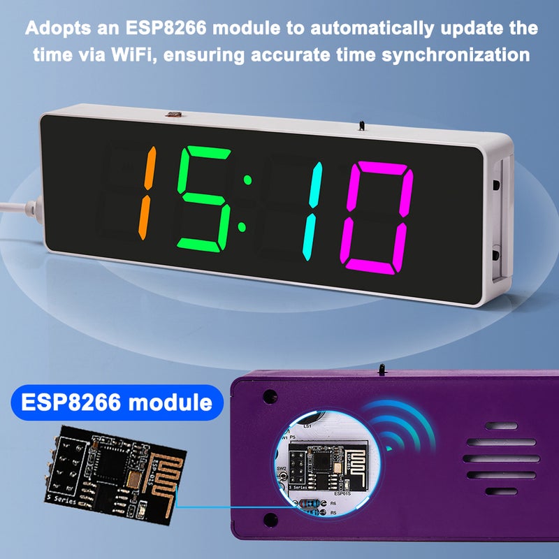 ESP8266 IoT Colorful WiFi Clock Kit Intelligent Electronic Clock DIY Welding Practice Parts Set Automatic Time Synchronization with Customizable Display and Brightness - Image 3