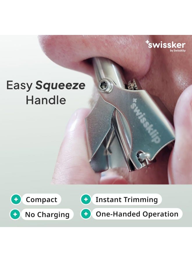 Swissklip Swissker Manual Nose Hair Trimmer for Men & Women - Precision Stainless Steel Ear Hair Remover - German Designed Grooming Tool with Rounded Safety Tip - Image 3