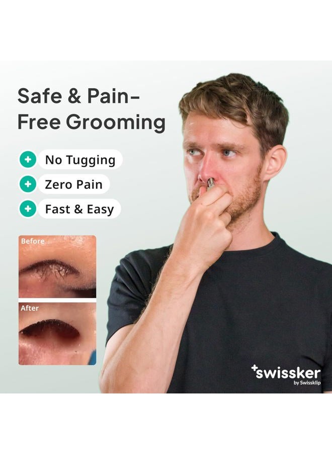 Swissklip Swissker Manual Nose Hair Trimmer for Men & Women - Precision Stainless Steel Ear Hair Remover - German Designed Grooming Tool with Rounded Safety Tip - Image 4