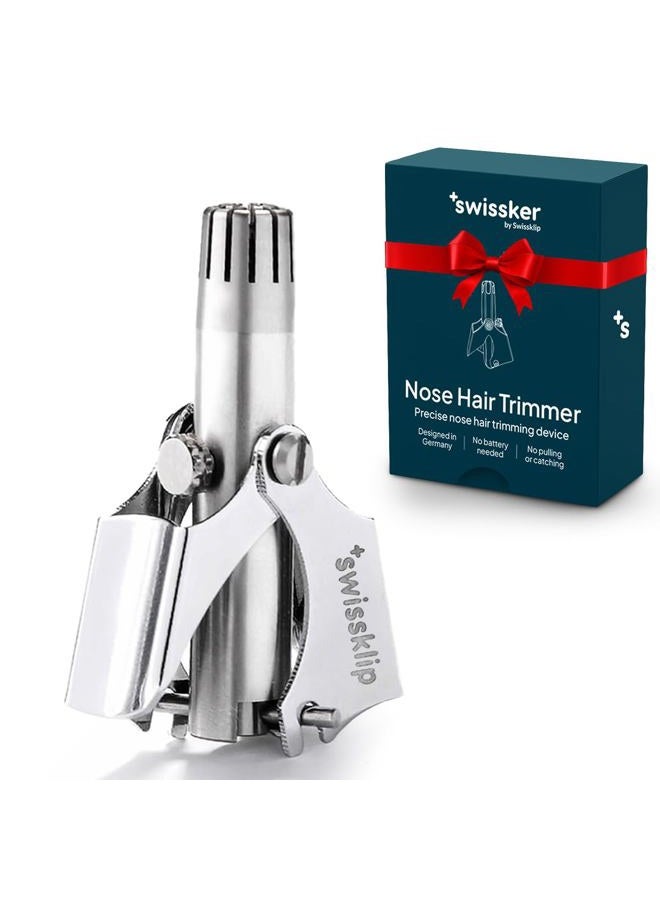 Swissklip Swissker Manual Nose Hair Trimmer for Men & Women - Precision Stainless Steel Ear Hair Remover - German Designed Grooming Tool with Rounded Safety Tip - Image 1